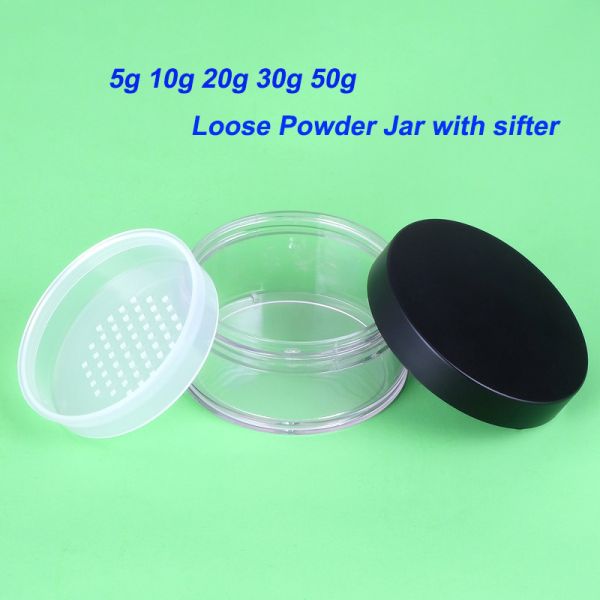 Acrylic 5g 10g 15g 20g 30g Clear Loose Powder Jar Container with Black Lid Customized Colors Eco Friendly Industrial Cosmetic