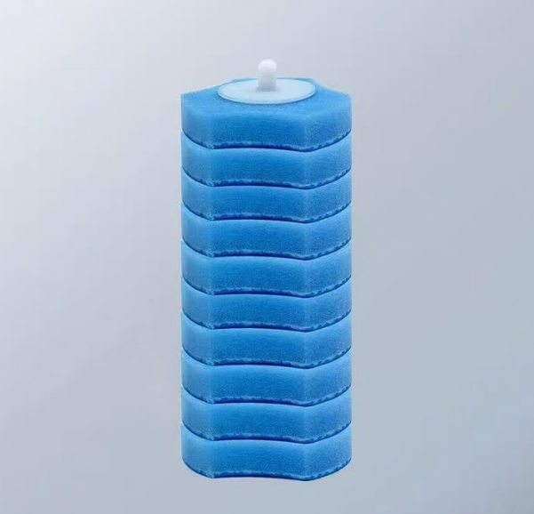 Replaceable Long Handle Toilet Sponge Refills Blue Color Cleaning Head