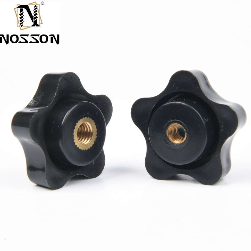 Custom M5 M6 M8 M10 M12 Plum Bakelite Hand Tighten Thread Star Nuts Handle with Metric Measurement System and BS Standard