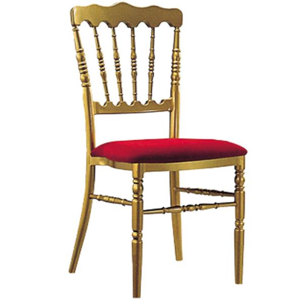 Quality YLX-2009 Stackable Golden Chiavari Chair with Red Fabric Cushion for sale