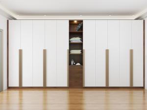 Bedroom Walnut Glass Swing Door Wardrobe Modular Assembled