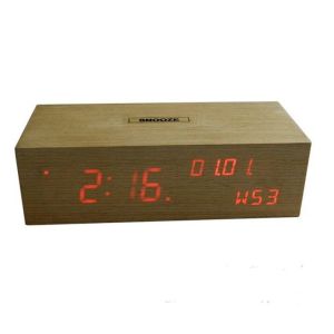 Office Digital LED Wood Clock with Calendar