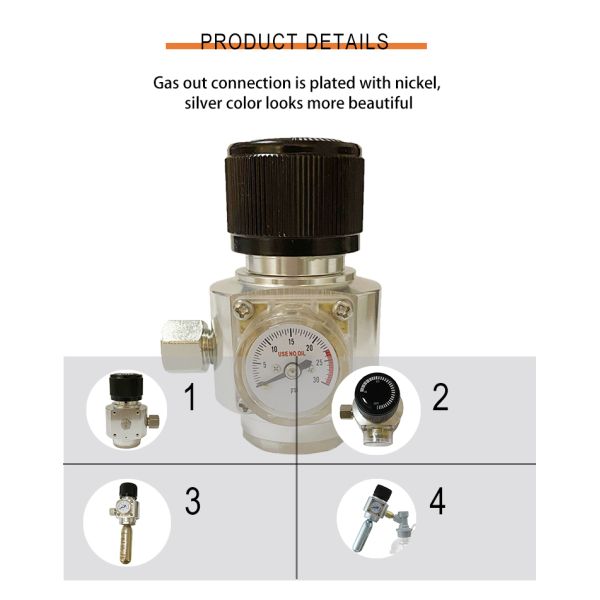 Portable Aluminum Compact CO2 Regulator 60PSI For Carbonation
