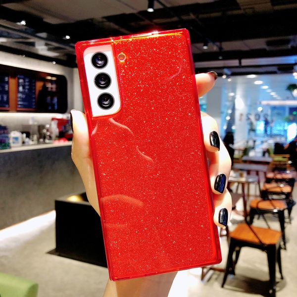 1.5mm Shockproof Phone Cases Neon Square Shape Decorated With Glitter Paper