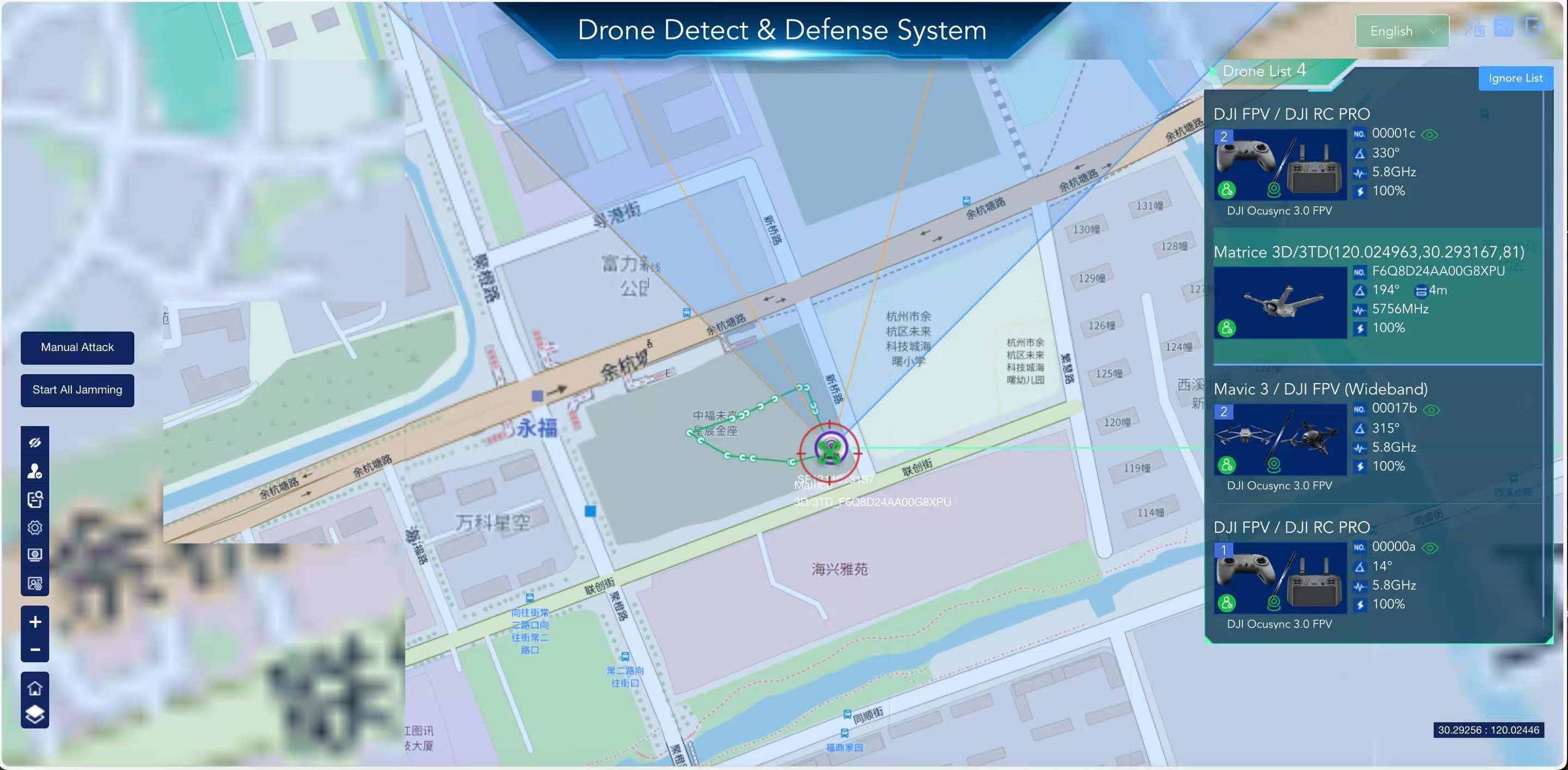 5km Ranges DJl AeroScope Drone Detector Support DJl Drone Position Fast Response