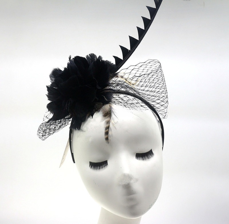 15*30 cm Feather Veil Fascinator with Headband Express Shipping DHL UPS FEDEX EMS TNT