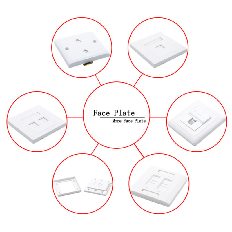 Wall Mounted 2 Ports Network Faceplate Telecommunication