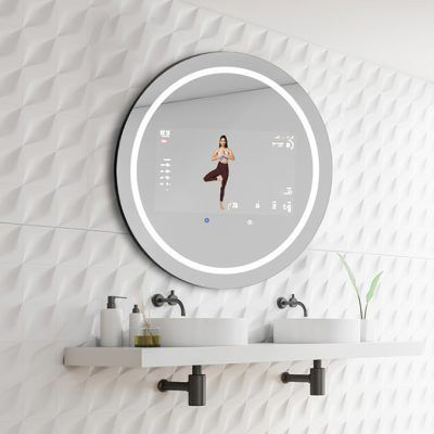 Customized LED Arched Bathroom Mirror Smart Touch Screen Vanity Mirror Anti Fog