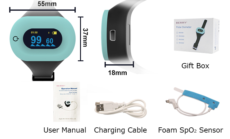 BM2000D O2 Portable Wrist Ring Probe Oxygen Level Monitor SpO2 Oximeter
