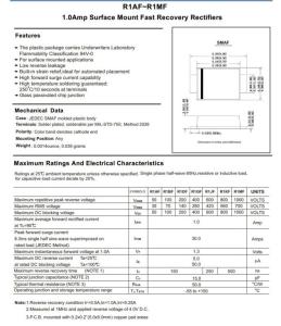 China 1.0A RS1af Thru RS1mf Surface Mount Fast Recovery Rectifier Diode Smaf Package wholesale