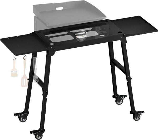 Quality 2-3Kg Universal Portable Folding Grill Table with Caster Wheels and Double Side Shelf for sale