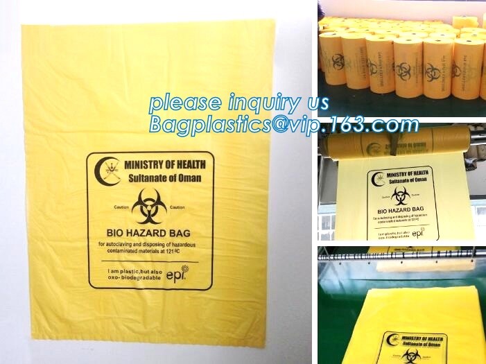 LDPE biohazard waste bin bags disposable medical autoclave bags, biohazard specimen bag plastic adhesive flat bag, bagea