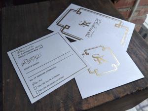 Squared Custom Wedding Invitations With Matte Gold Foil On Front and Back Elegant Invitation