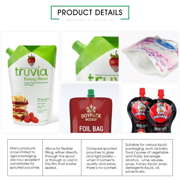 1000ml Stand Up Spout Pouch Customized Printed Plastic Tomato Sauce Packaging Doypack