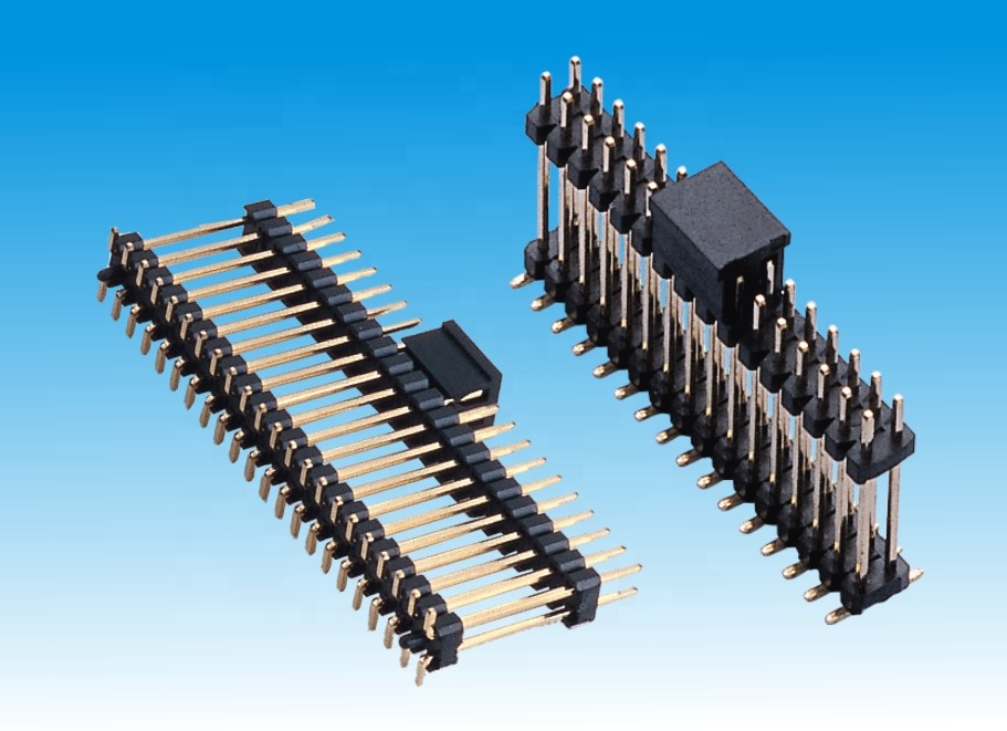 2.54mm Pin Header Dual Row Stright Type Gold Plated LCP Pcb Connector