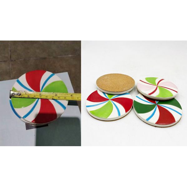 Ceramic Tile Craft Drink Coaster Glaze Candy Pattern Printed Cup Insulation Pad