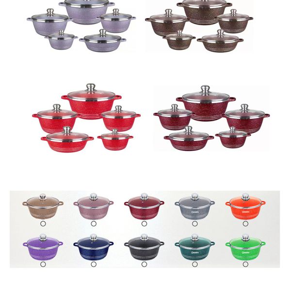 Home Kitchen Aluminum Cookware Set 10 Pieces With Tempered Glass Lid