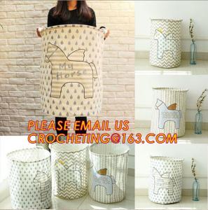 canvas fabric collapsible laundry bag or basket with cotton handles folding laundry basket with handle