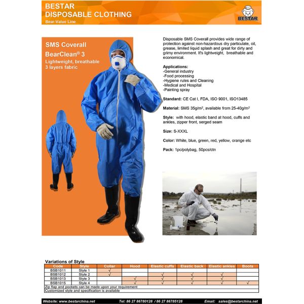 SMS Disposable Painting Overalls Breathable Disposable Type 5 6 Coverall