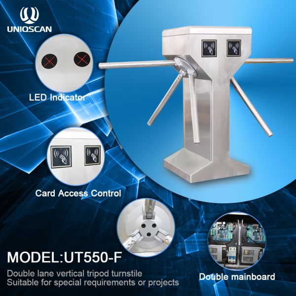 Double Lane SS304 Vertical Tripod Turnstile Gate