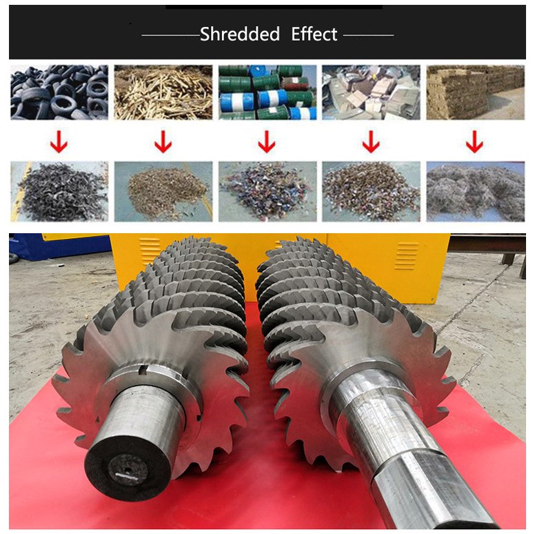 Large Torque Scrap Heavy Melting Dual Shaft Single Motor Shredder for PVC HDPE PP PET
