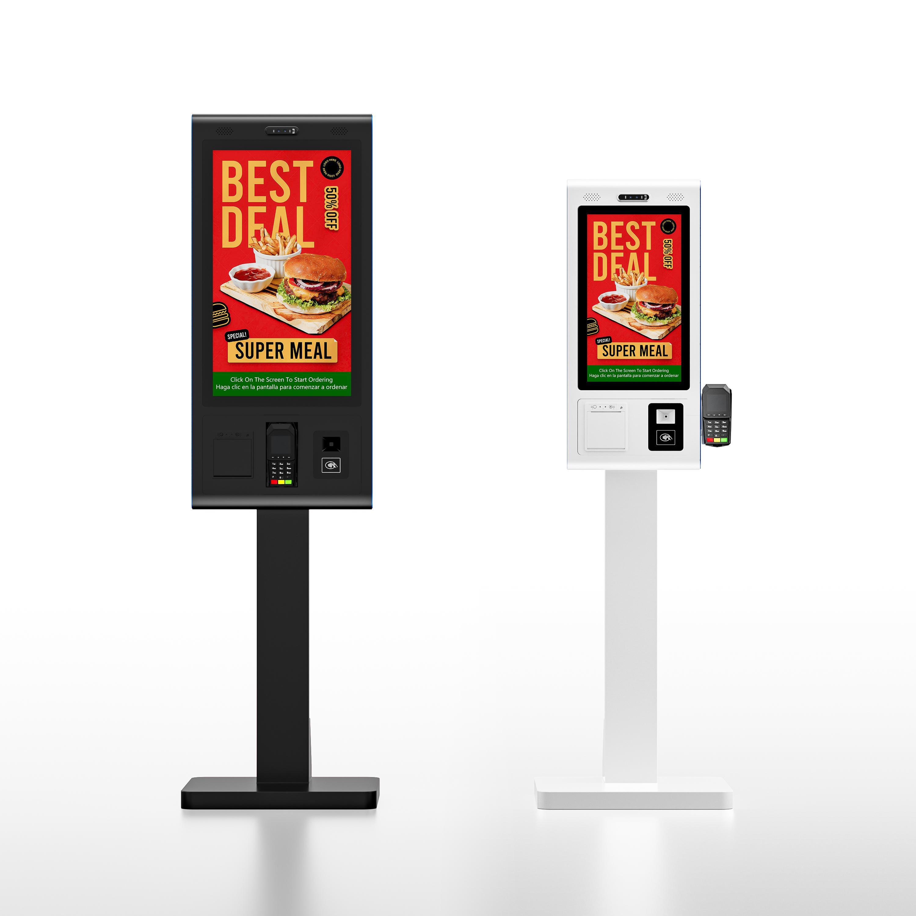Capacitive Touch Self-Service Ordering Kiosk with QR Scanner Camera Receipt Printer