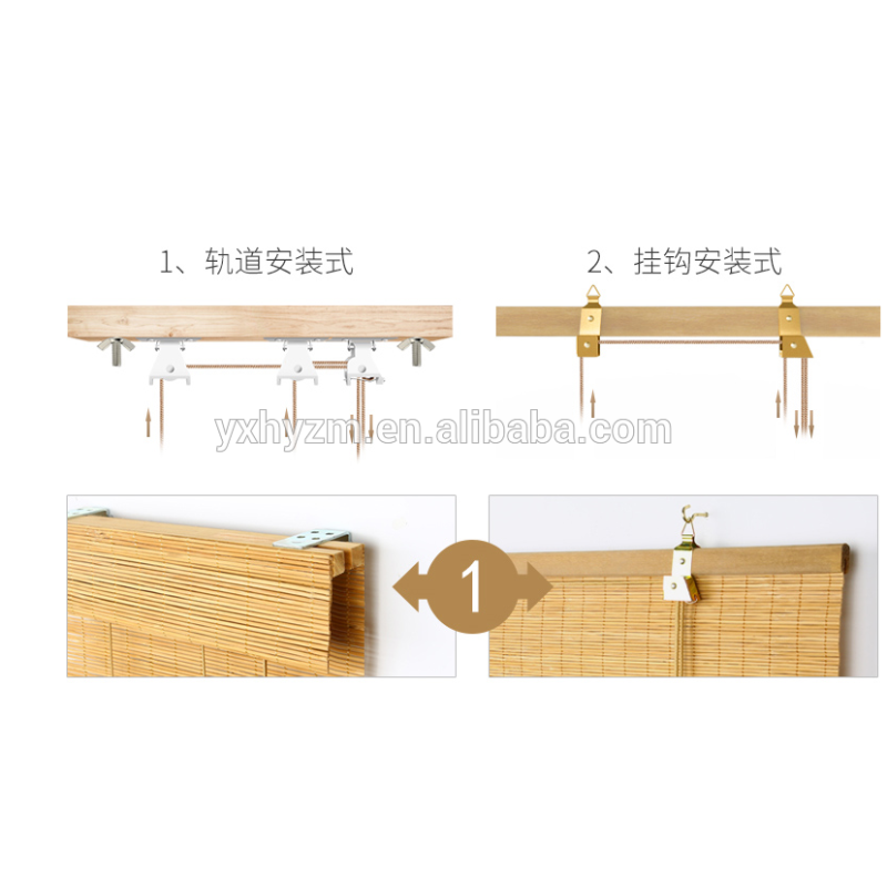 Natural Carbonized Bamboo Roll Up Curtains Corrosion Resistant House Use