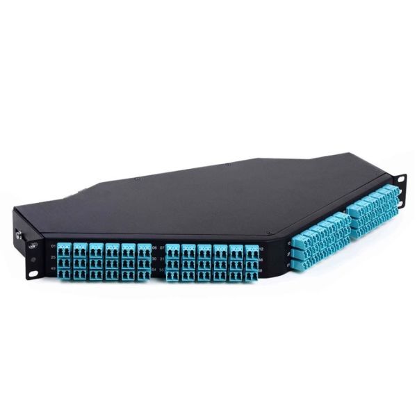 Rack Mount Pre Loaded MPO MTP Patch Cord Angled Fiber Optic Patch Panel 144 Fibers