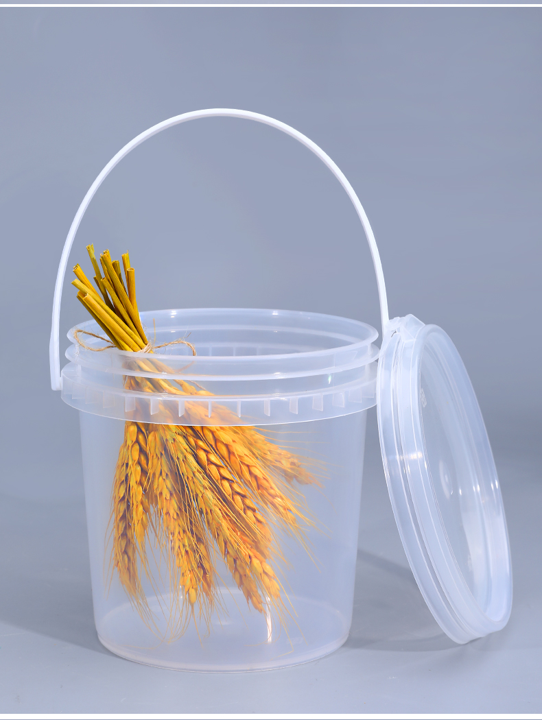Customrized Logo White 1L Plastic Round Candy Tool Cookie Bucket With Lid And Handle