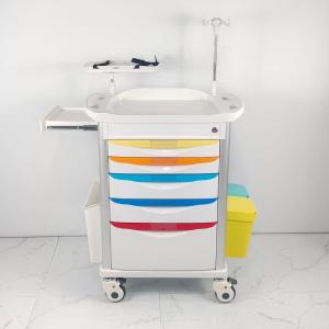 Centralized Locked Hospital Emergency Cart With Sliding Side Shelf Needle Disposal Holder