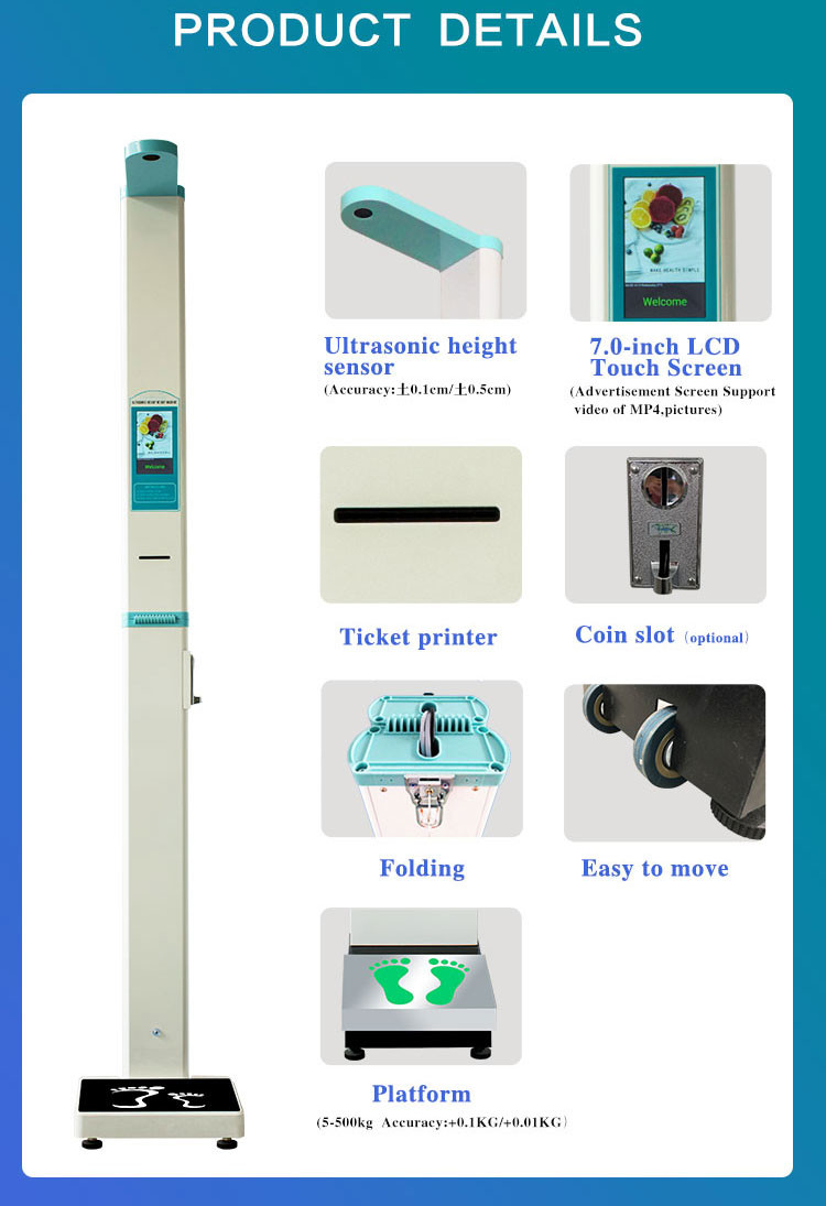 Ultrasonic Measure Height And Weight Measuring Instrument Coin Operated Scales