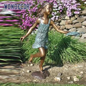 China Custom Life Size A bronze statue of a girl playing in the garden wholesale