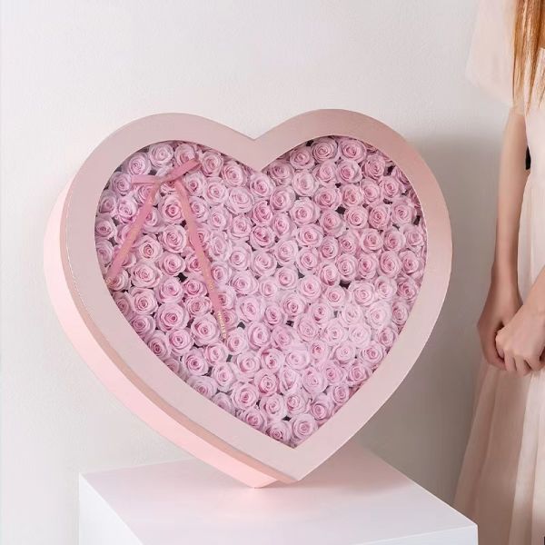 Stamping Printing Handling Heart Shaped Flower Packaging Boxes for Custom Arrangements