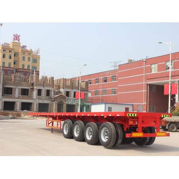 Japan Market Semi Truck Flatbed Trailer with 80T Max Payload and Hydraulic Ladder