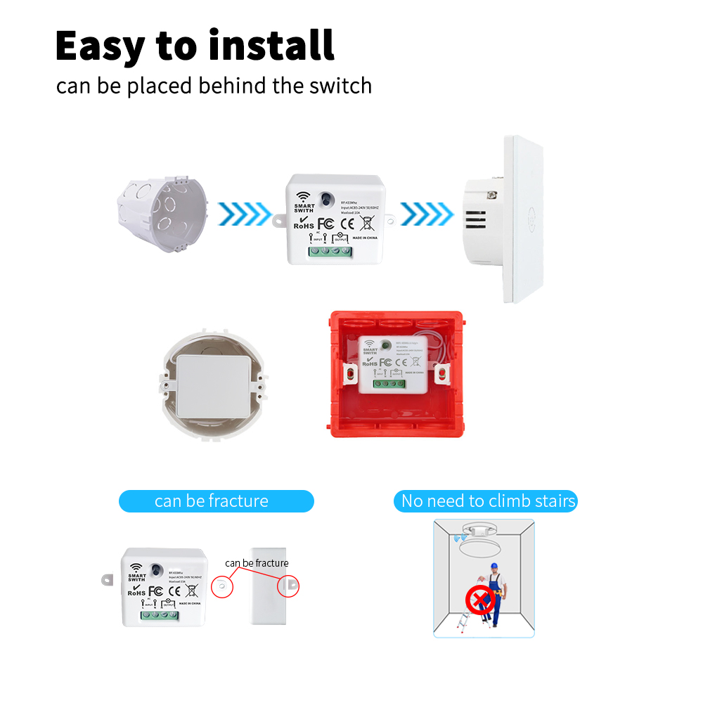 No Battery Wireless Kinetic Switch Rocker Push Button Self Powered Light Switch
