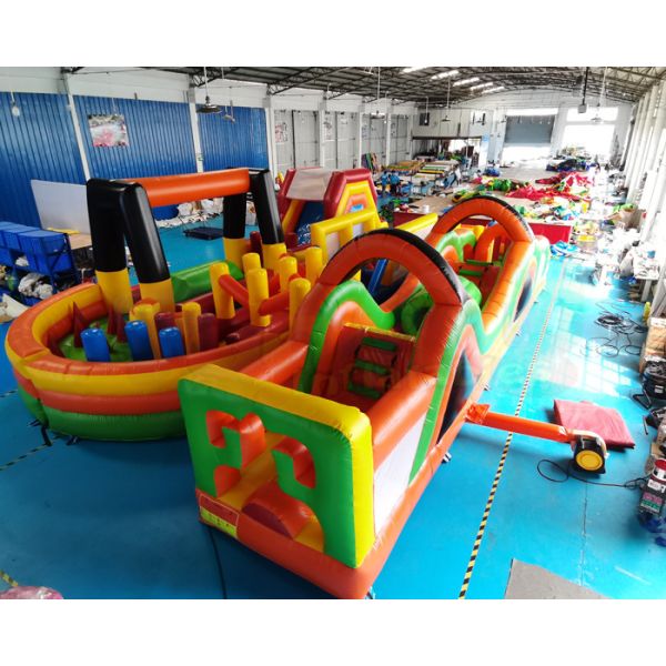 China ODM 1000D Inflatables Obstacle Course Kids Bounce House Slide wholesale