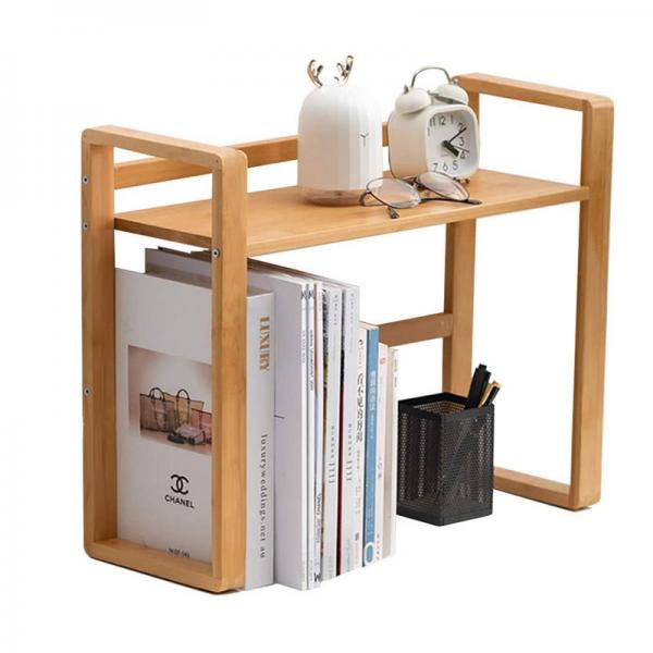 Quality Compact Bamboo Desktop Bookshelf Desk Organizer Shelf And Display Rack With Book Ends for sale