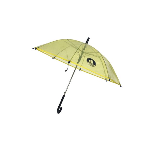 Compact Child'S Clear Umbrella Yellow POE Materails Plastic Hook Handle
