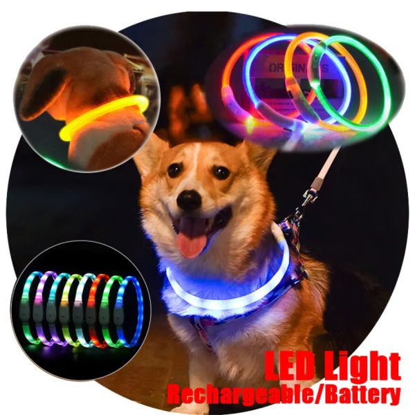 LED Personalized Leather Dog Collars Polyester