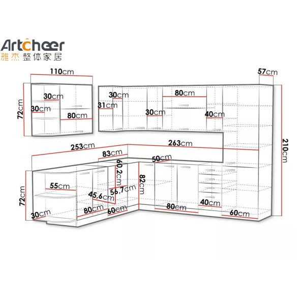 Villa Kitchen Granite Top Cupboard with Beveled Edge Countertop and E0 Grade Material