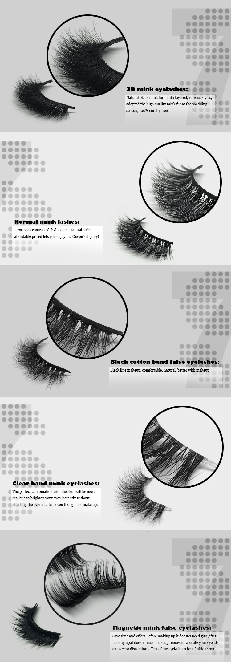 Soft Cotton Band 6D Mink Lashes Siberian Fur Material Easy Applying 25 Times Use