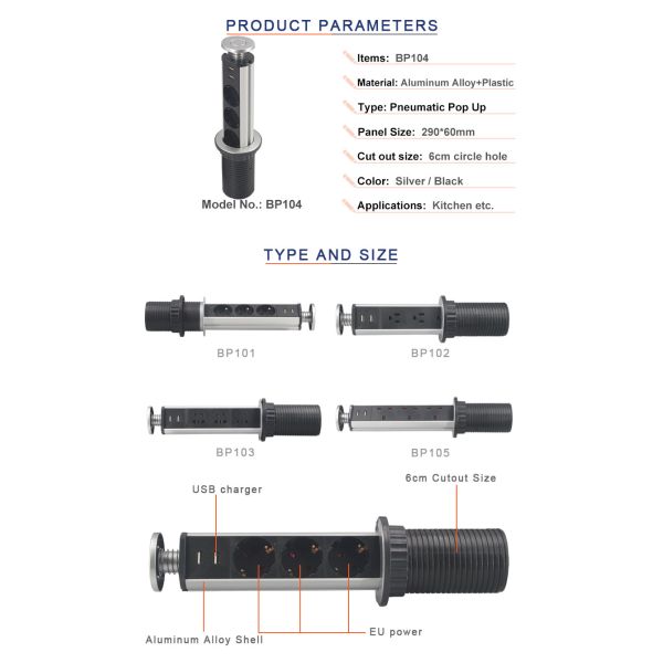 multiple electrical commercial smart desktop power outlet with usb for furniture office desk/table