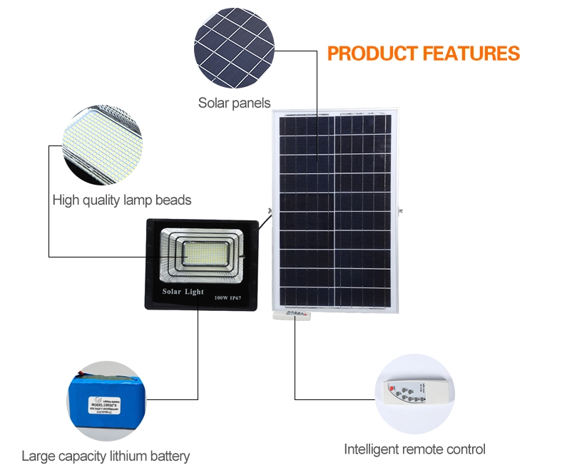 100W solar led flood light SMD Super bright IP65 Waterproof Aluminum for Outdoor use