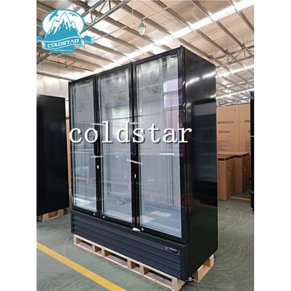 1500L Glass Door Fan Cooling Commercial Upright Showcase Fridge Supermarket Vertical Freezer