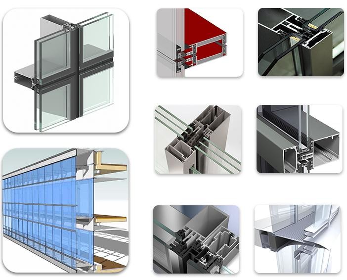 Facade Large Aluminum Profiles For Structural Glazing Curtain Wall