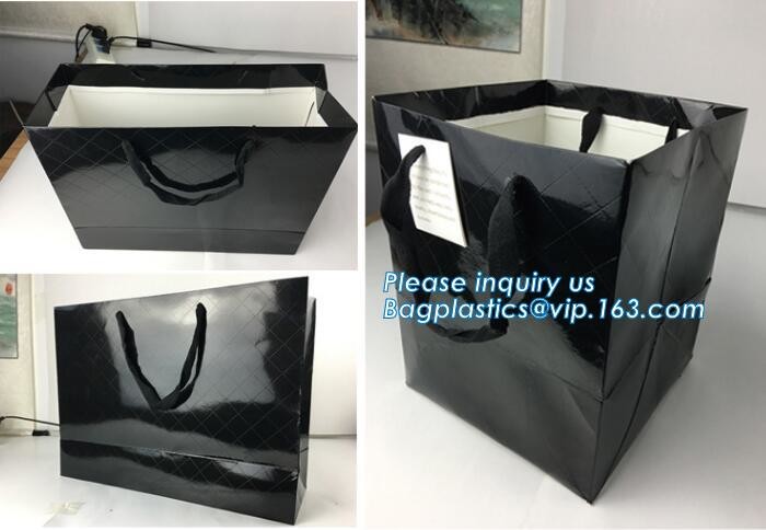Custom paper bag with handle coated white paper bag printing pattern flower carrier bag,Flower carrier paper bags with d