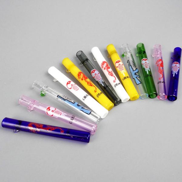 Quality Professional Pyrex Glass Oil Burner Chillum One Hitter Piece With Label for sale