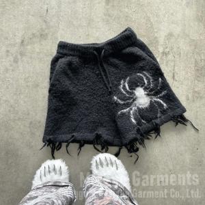 Custom Shorts Print Logo High Quality Fluffy Fuzzy Knitted Mohair Wool Below Knee Drawstring Streetwear Oversized Shorts for Men