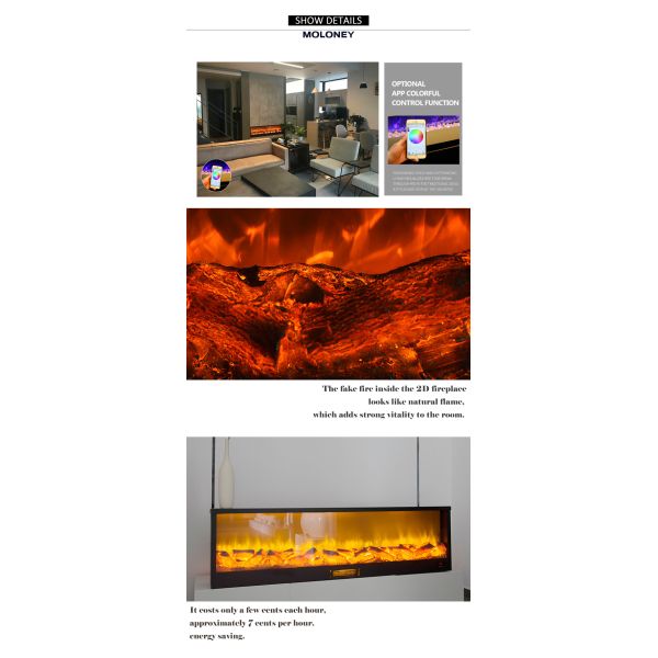 47'' Linear Wall Insert Electric Fireplace With Manual Keys