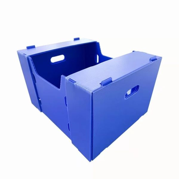 Rectangular PP Corrugated Sheet Box Recyclable Foldable Plastic Box Blue